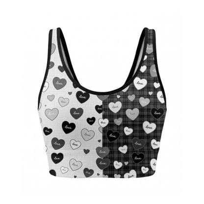 LOVE Heart Graphic Crop Tank Sport Top Shorts Bikini Modakawa Matching Outfit - Top B - XL - image 4