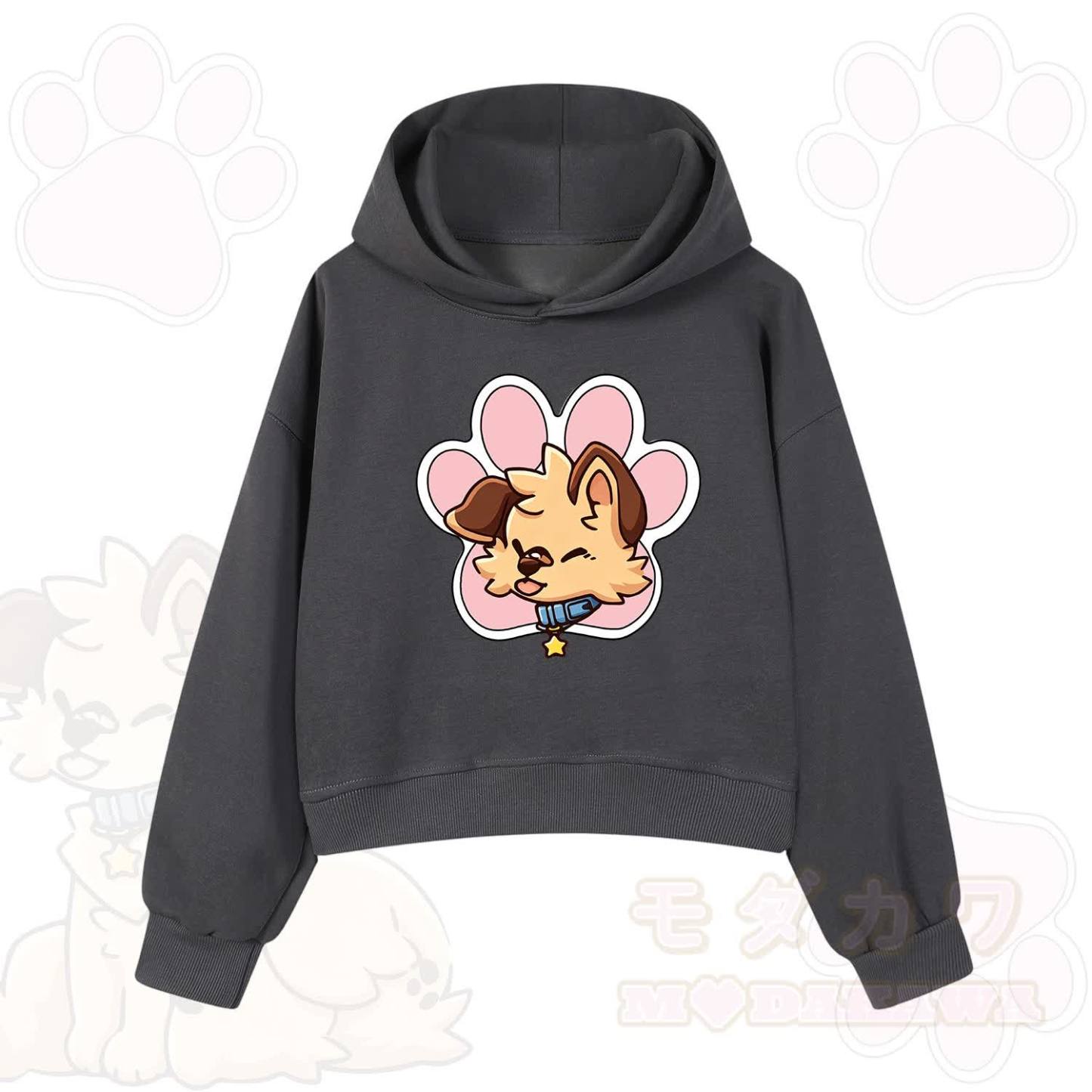MODAKAWA X popipeko Cute Puppy Print Hoodie Sweatshirt - Dark Grey - 3XL - image 8