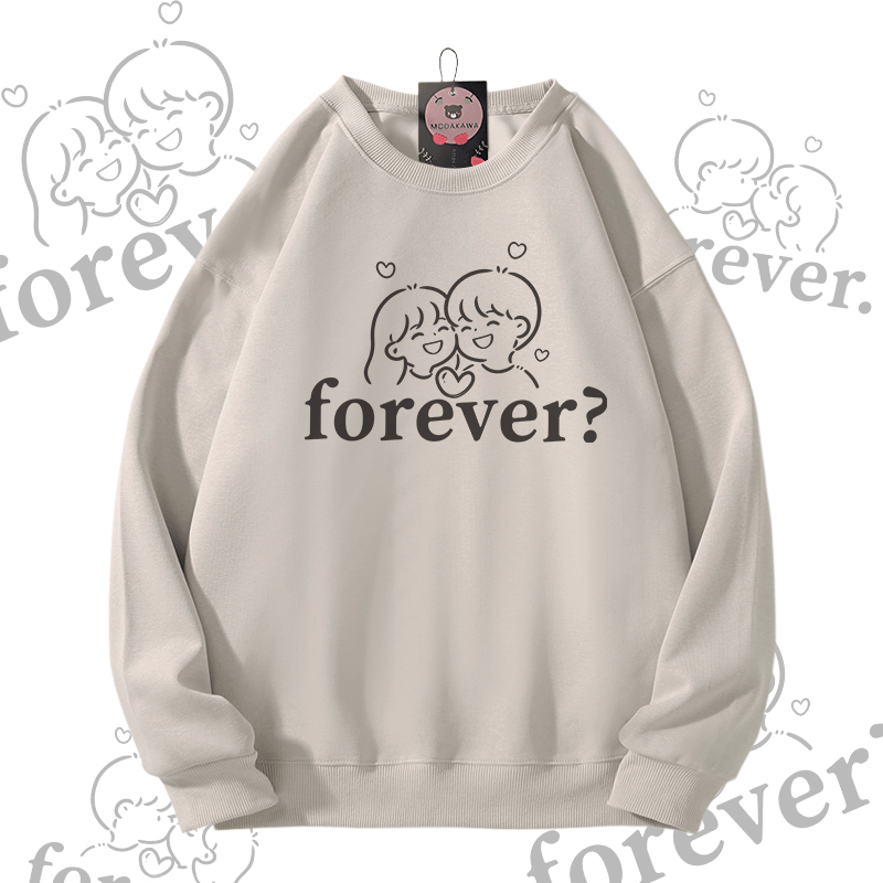 MODAKAWA FOREVER Couple Graphic Unisex Sweatshirt - Light Beige B - 5XL - image 3