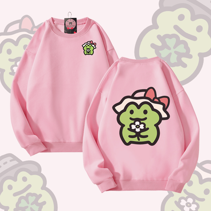 MODAKAWA Cute Frog Graphic Unisex Sweatshirt - Pink - 5XL - image 9