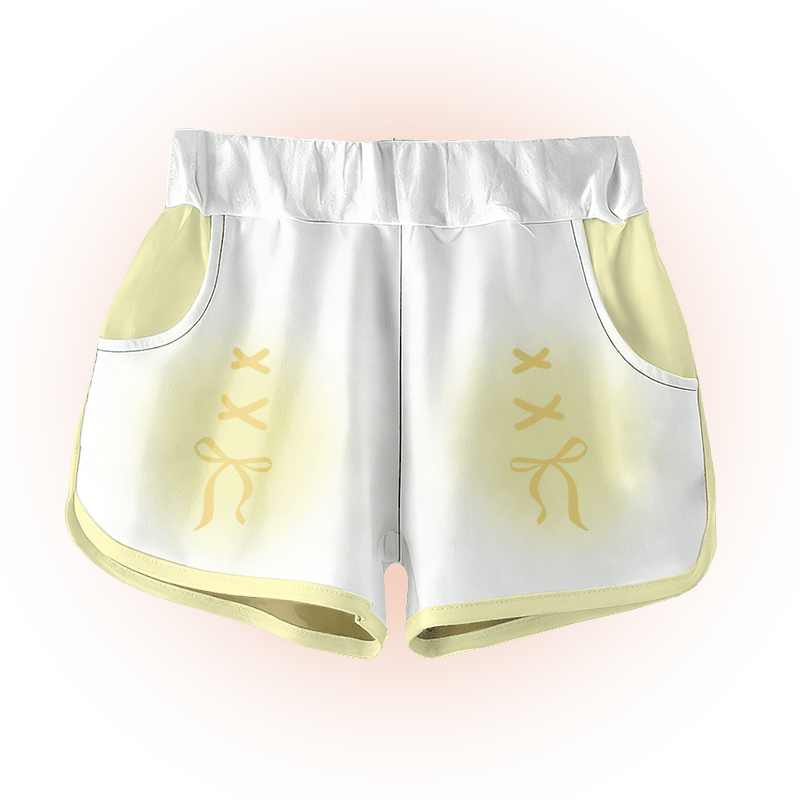 Gradient Bow Graphic Modakawa Shorts - Yellow - 5XL - image 4