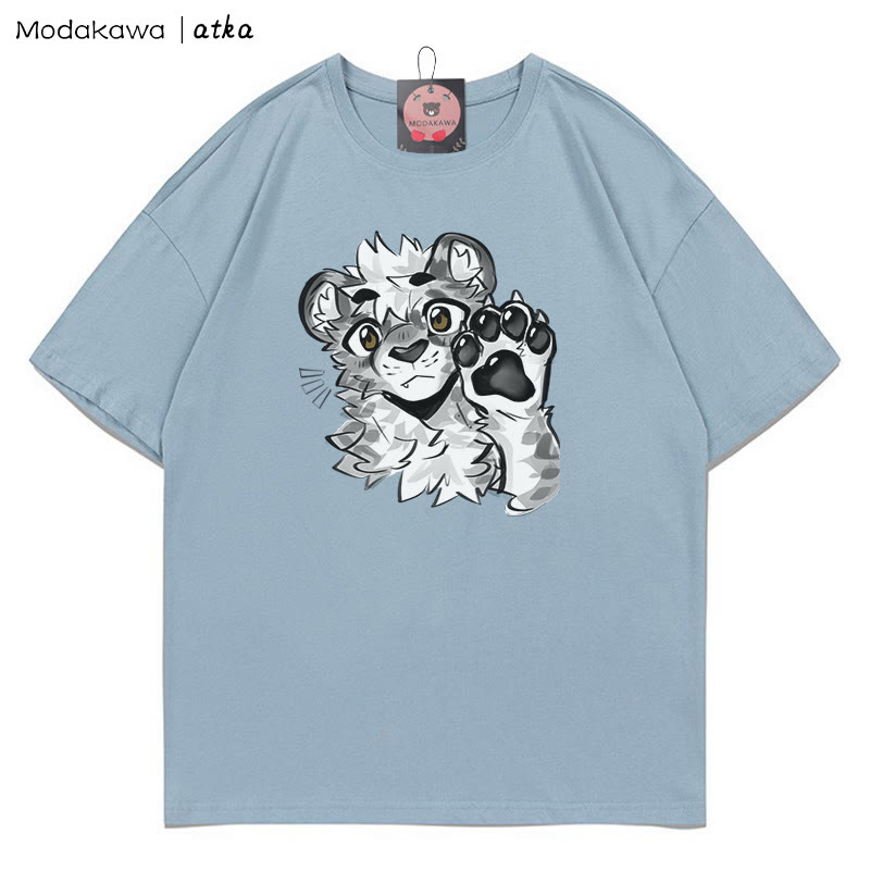 MODAKAWA X atka Tiger Paw Wave Graphic T-shirt - Dusty Blue - 5XL - image 6