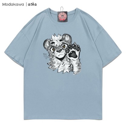 MODAKAWA X atka Tiger Paw Wave Graphic T-shirt - Dusty Blue - 5XL - image 6