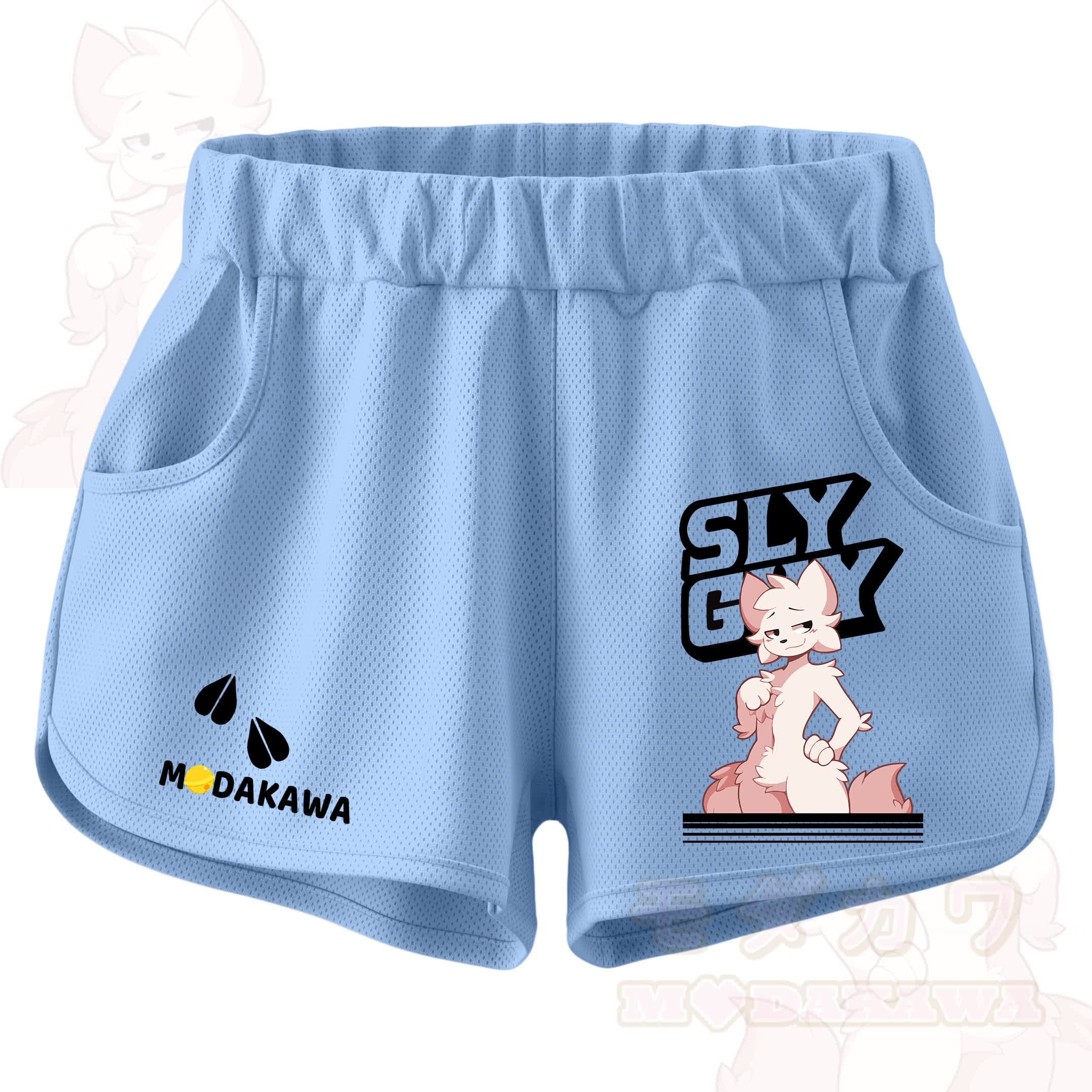 MODAKAWA X zarckets SLY GUY Anime Fox Print Casual Shorts - Blue - 5XL - image 6
