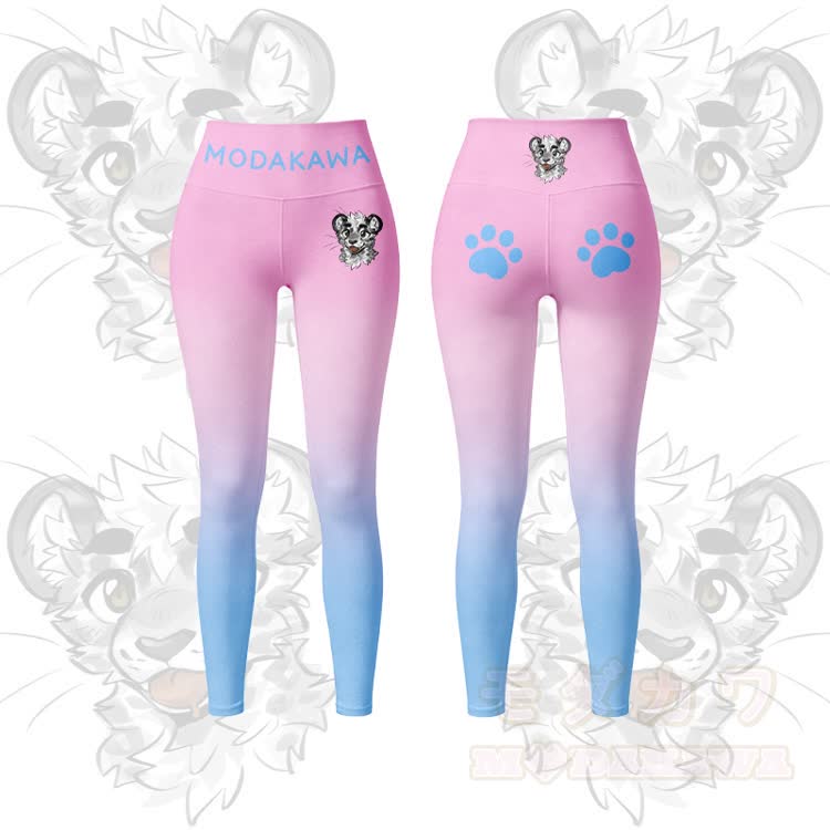 MODAKAWA X atka Tiger Graphic Gradient Sports Bra Top Leggings Matching Outfit - Pink Leggings - 5XL - image 6