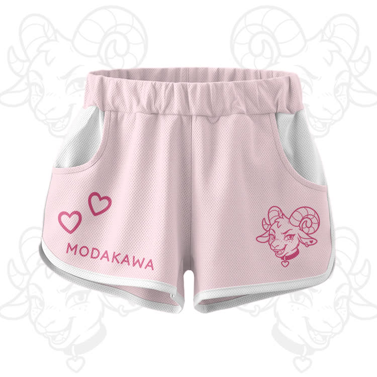 Goat Graphic Crop Tank Sport Top Shorts Modakawa Matching Outfit - Pink Shorts - 5XL - image 11