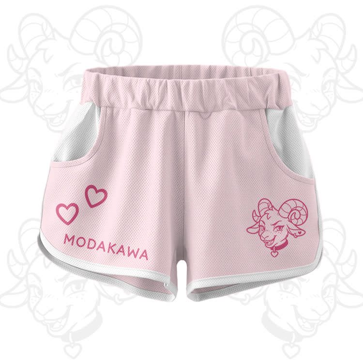 Goat Graphic Crop Tank Sport Top Shorts Modakawa Matching Outfit - Pink Shorts - 5XL - image 11