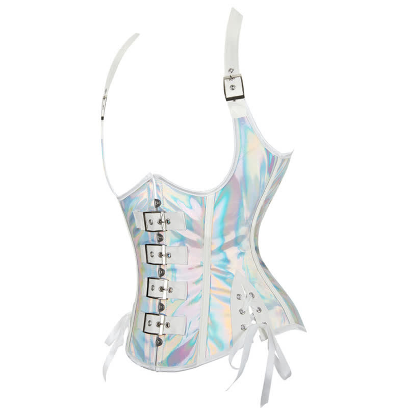 Steampunk Halter Lace Up PU Corset Tops - image 3