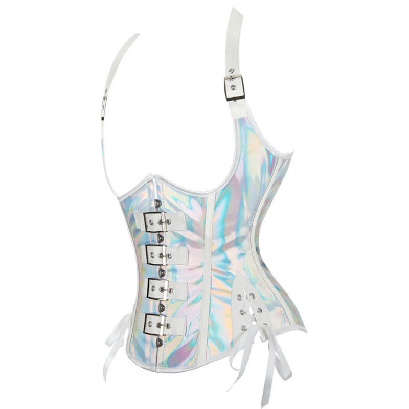 Steampunk Halter Lace Up PU Corset Tops - image 3