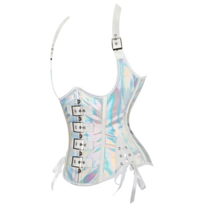 Steampunk Halter Lace Up PU Corset Tops - image 3
