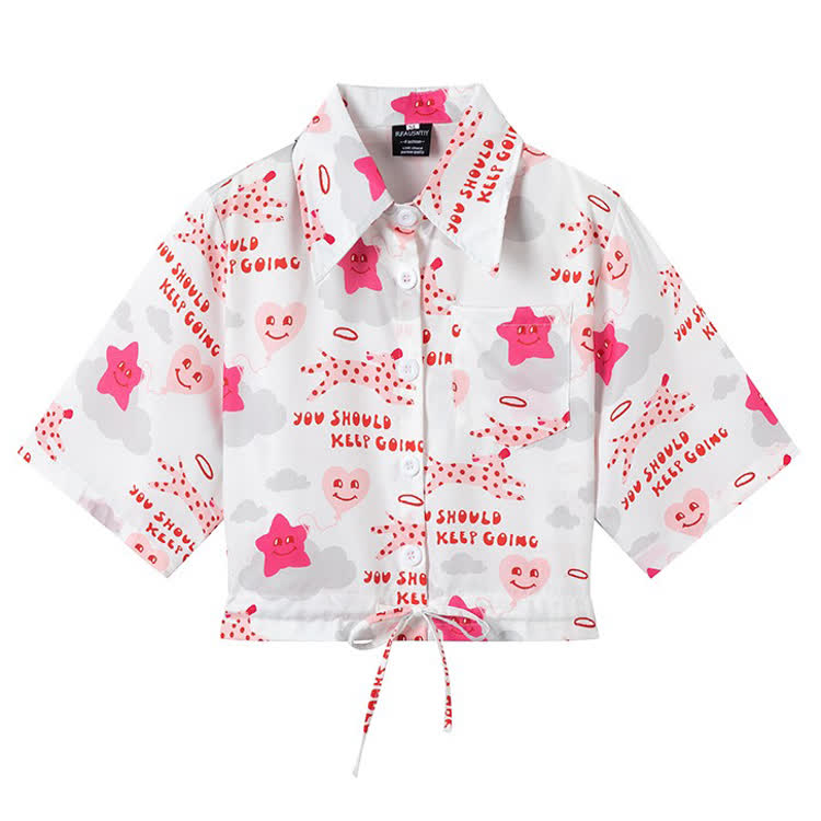 Animal Print Short Sleeve Button-Up Shirt - Multicolor J - L - image 11