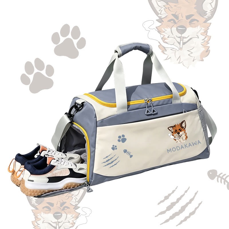 MODAKAWA X atka Fox Smoking Graphic Large Capacity Sports Gym Duffel Bag - Blue - 55*28*26 cm - image 4