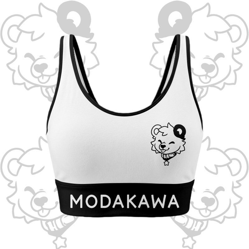 Bear Graphic Crop Tank Sport Top Shorts Bikini Modakawa Matching Outfit - White Top - 5XL - image 3
