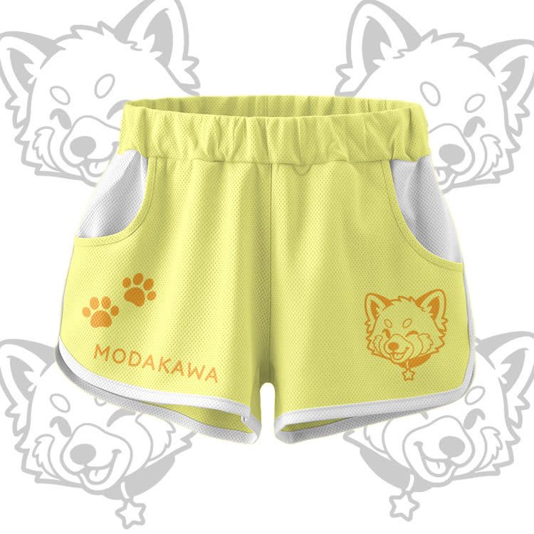 Wink Puppy Graphic Crop Tank Sport Top Shorts Bikini Modakawa Matching Outfit - Yellow Shorts - 5XL - image 8
