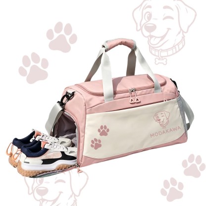 Tongue Out Puppy Graphic Modakawa Large Capacity Sports Gym Duffel Bag - Pink - 55*28*26 cm - image 4