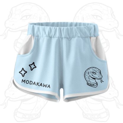 Snake Graphic Crop Tank Sport Top Shorts Modakawa Matching Outfit - Blue Shorts - 5XL - image 9