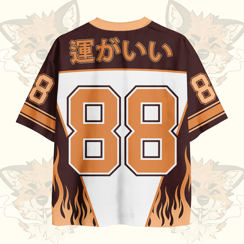 MODAKAWA X atka Smoking Fox Number Graphic Vintage Mesh Jersey T-shirt - image 2
