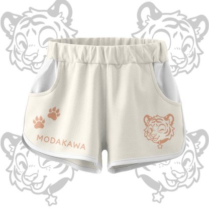 Happy Tiger Graphic Crop Tank Sport Top Shorts Bikini Modakawa Matching Outfit - Beige Shorts - 5XL - image 9