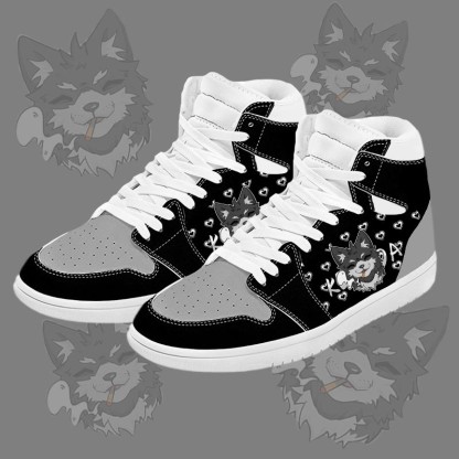 MODAKAWA Koda Smoking Puppy Graphic Color Block High Top Canvas Shoes - Black B - 48 - image 2