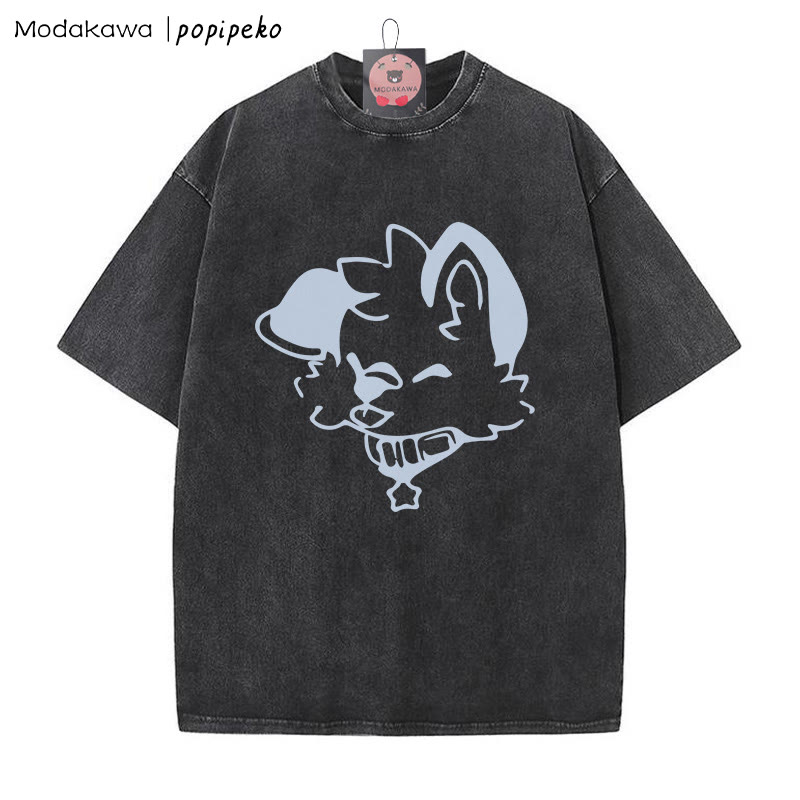 MODAKAWA X popipeko Puppy Print Washed T-Shirt - Black - 5XL - image 4