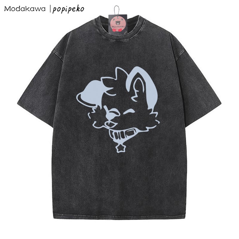 MODAKAWA X popipeko Puppy Print Washed T-Shirt - Black - 5XL - image 4