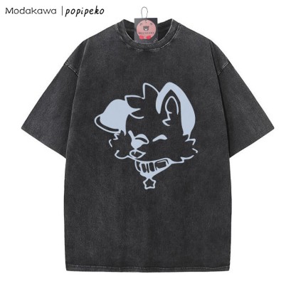 MODAKAWA X popipeko Puppy Print Washed T-Shirt - Black - 5XL - image 4