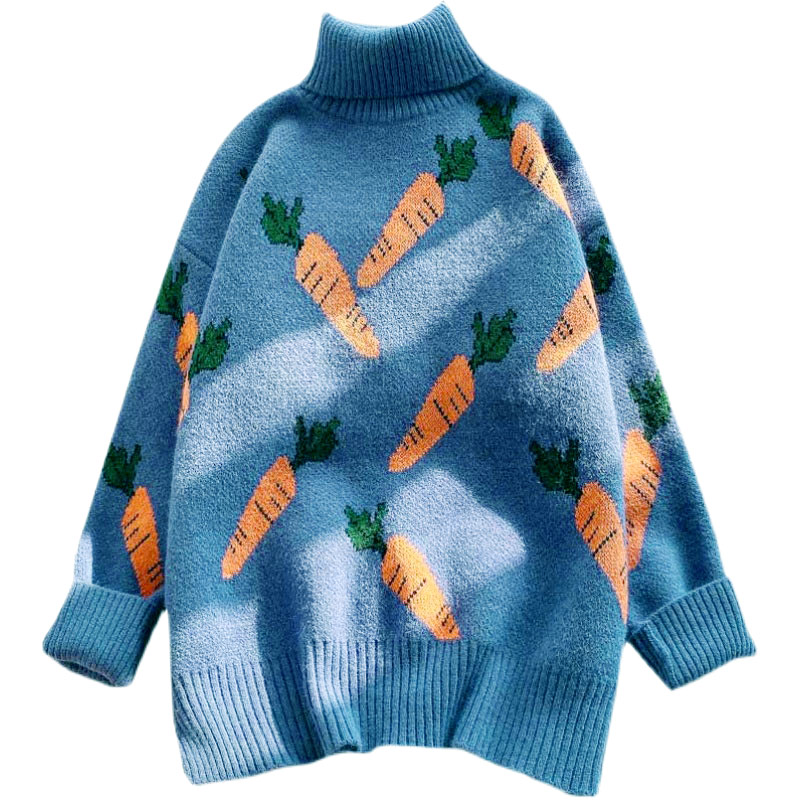 Loose Cartoon Carrot Print Long Sleeve Sweatshirt - image 5