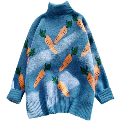 Loose Cartoon Carrot Print Long Sleeve Sweatshirt - image 5
