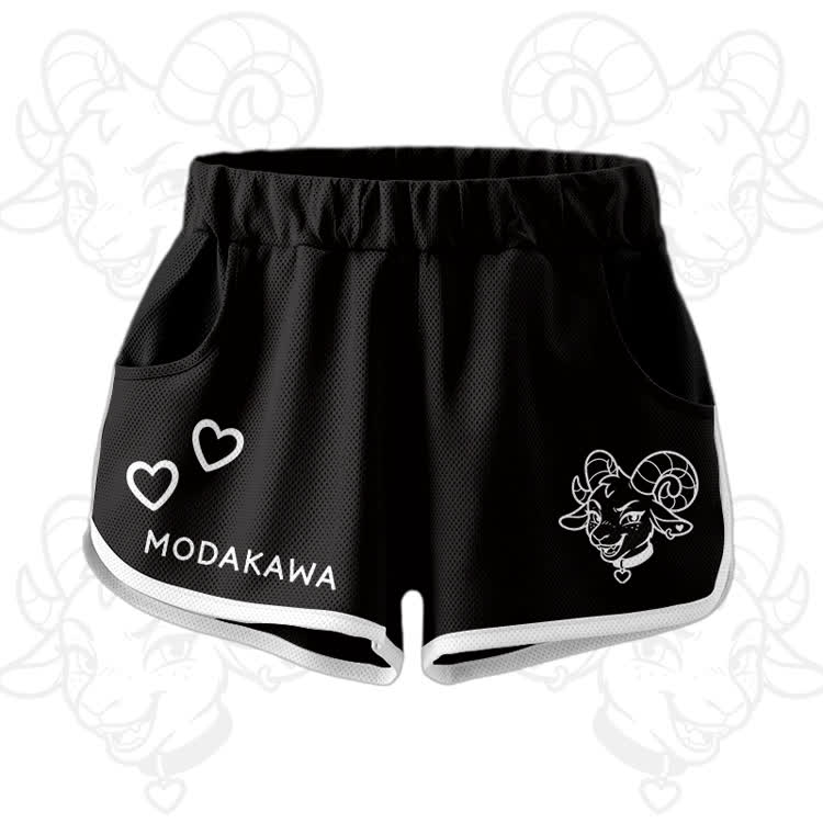 Goat Graphic Crop Tank Sport Top Shorts Modakawa Matching Outfit - Black Shorts - 5XL - image 8