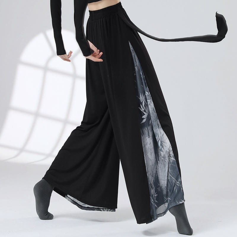 Bamboo Print Flowy Dance Pants - Black - XL - image 5