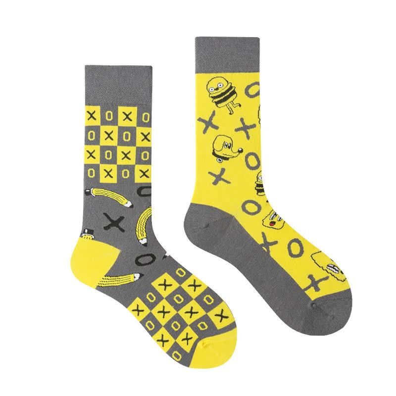 Colorful Asymmetric Printed Mid Calf Socks - image 11