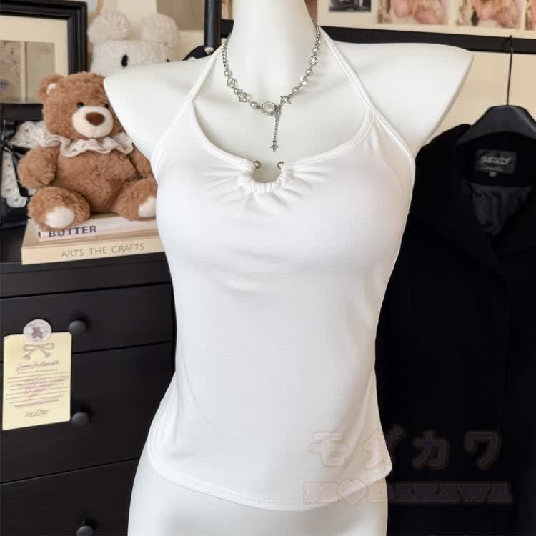 Butterfly Chain Backless Halter Top - White - One Size - image 19