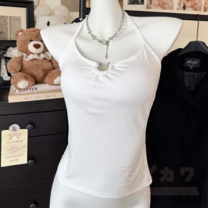 Butterfly Chain Backless Halter Top - White - One Size - image 19