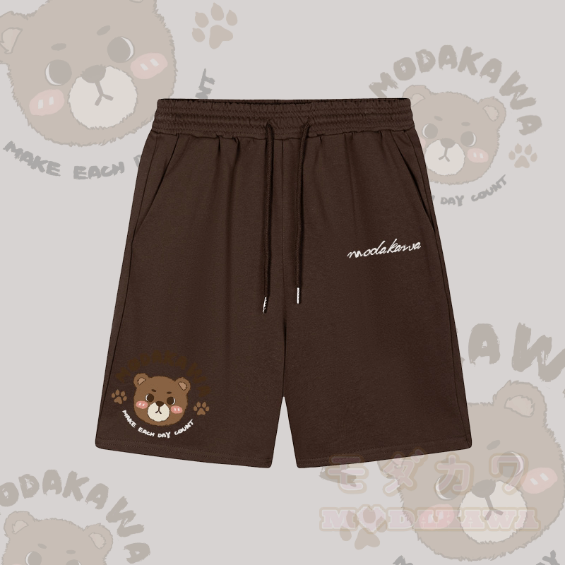 MAKE EACH DAY COUNT Bear Graphic Modakawa Shorts - Brown - 5XL - image 4
