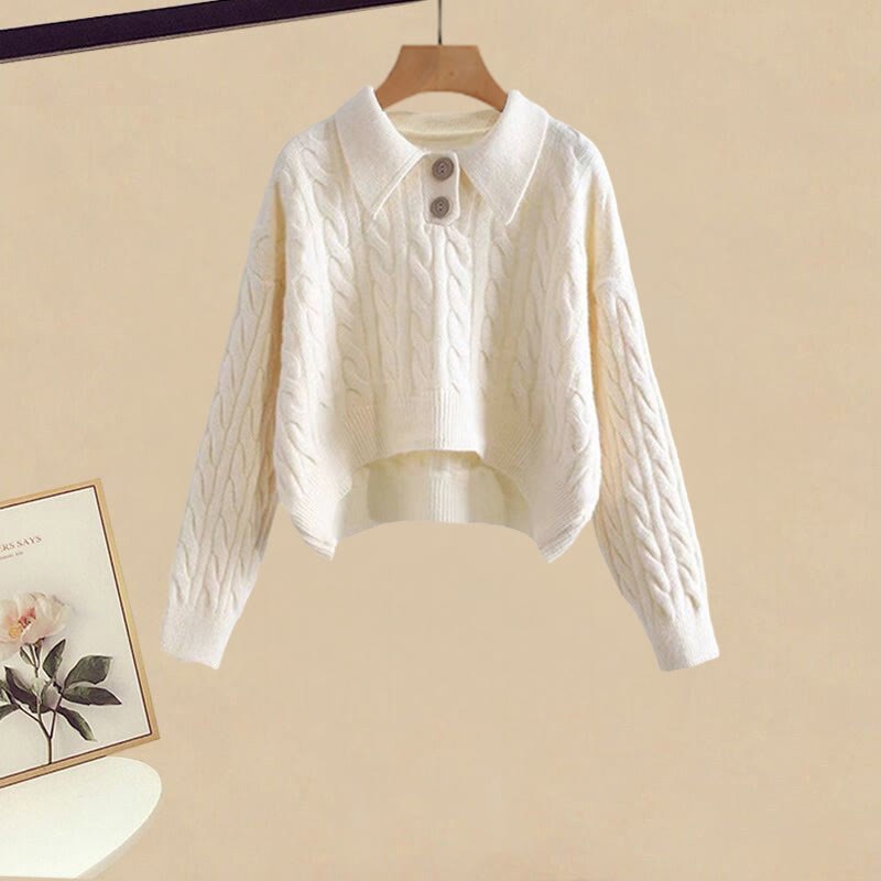 Knit Sweater Cardigan Sweater Wide Leg Pantskirt Matching Outfit - Sweater - XL - image 2