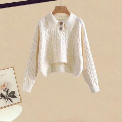 Knit Sweater Cardigan Sweater Wide Leg Pantskirt Matching Outfit - Sweater - XL - image 2