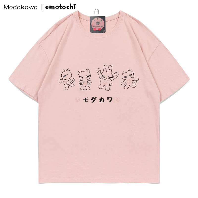 MODAKAWA X emotochi Kitty Print T-shirt - Pink - 5XL - image 5