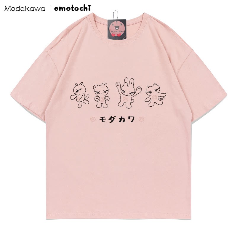 MODAKAWA X emotochi Kitty Print T-shirt - Pink - 5XL - image 5