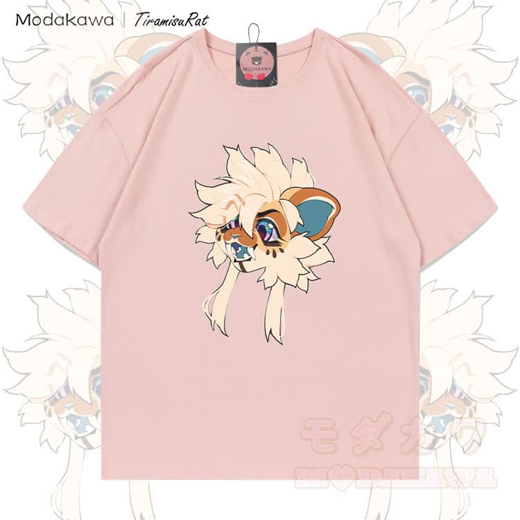 MODAKAWA X TiramisuRat Fluffy Rat Graphic 100% Cotton T-shirt - Pink - 5XL - image 4