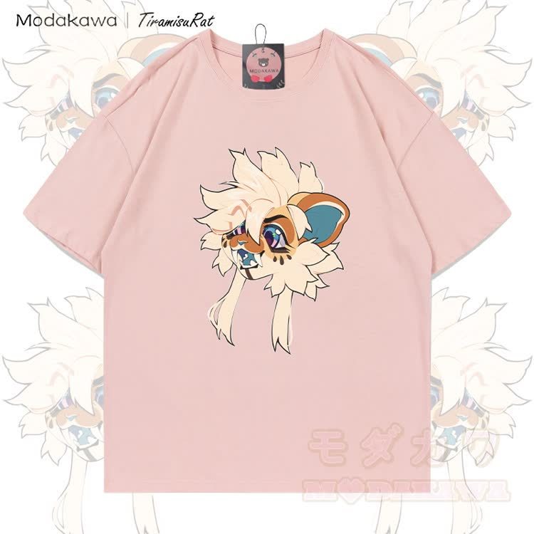 MODAKAWA X TiramisuRat Fluffy Rat Graphic 100% Cotton T-shirt - Pink - 5XL - image 4