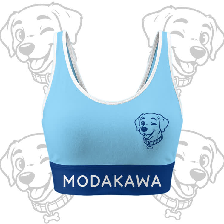 Happy Puppy Graphic Crop Tank Sport Top Shorts Bikini Modakawa Matching Outfit - Blue Top - 5XL - image 5