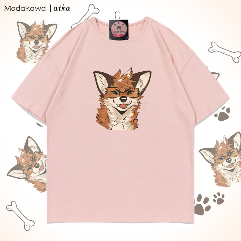 Fox Wearing Glasses Graphic T-shirt - Pink - 5XL - image 4