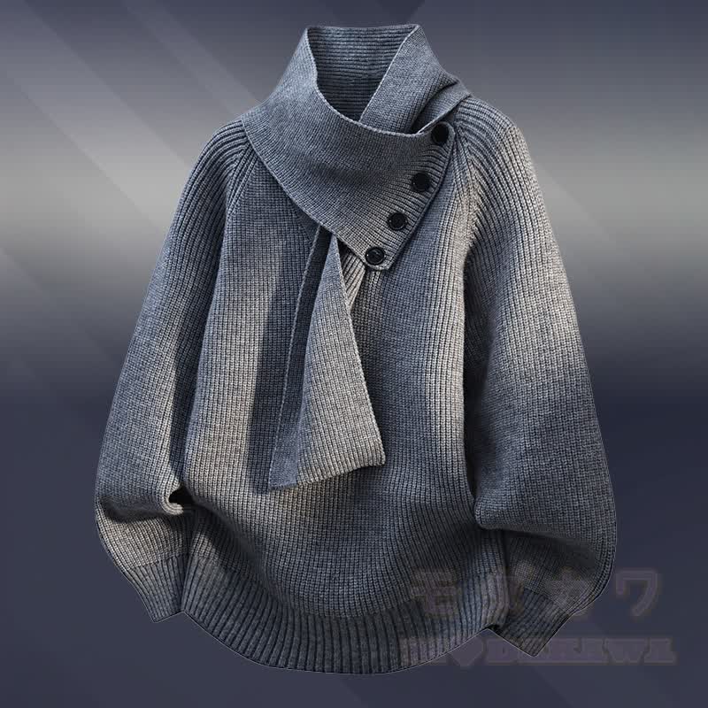 Knit Fleece Lined Sweater Denim Pants Two Pieces - Grey Sweater - 3XL - image 8