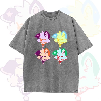 MODAKAWA Cute Puppy Graphic Vintage Washed T-shirt - Gray - 5XL - image 4