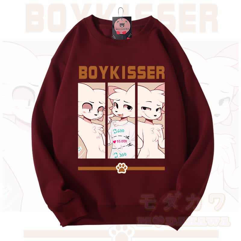 MODAKAWA X zarckets BOYKISSER Fox Graphic Unisex Sweatshirt - Wine - 3XL - image 13