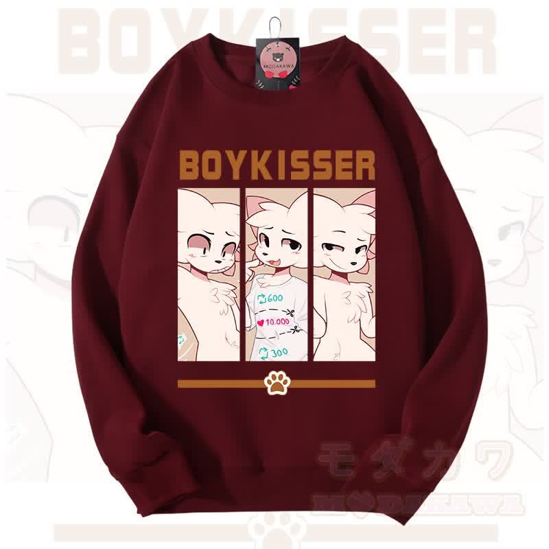 MODAKAWA X zarckets BOYKISSER Fox Graphic Unisex Sweatshirt - Wine - 3XL - image 13