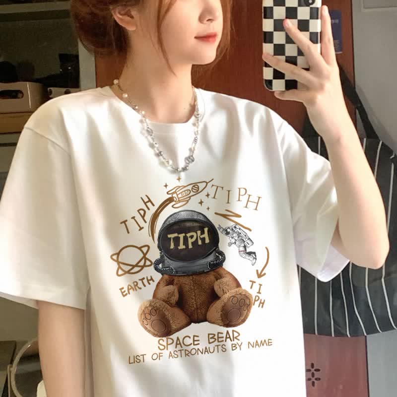Cartoon Bunny Bear Sheep Print Loose T-Shirt - image 11
