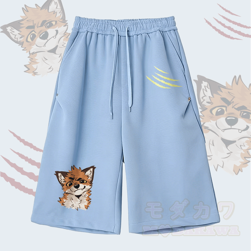 MODAKAWA X atka Funny Fox Graphic Wide Leg Cropped Pants - Blue - 2XL - image 3