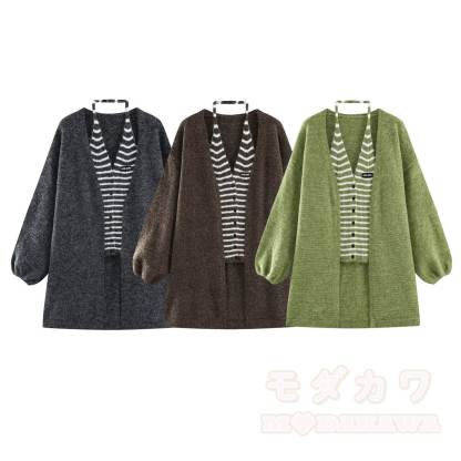 Chic Striped Knit Vest with Cardigan Jacket - image 15