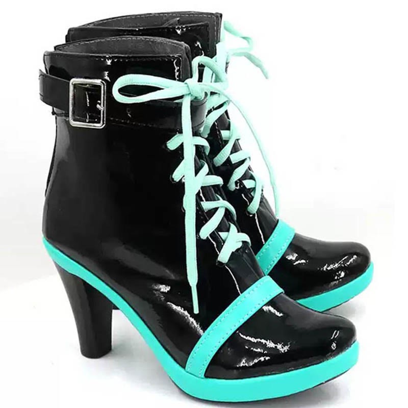 Lace-Up Belt Buckle High Heel Boots - image 3
